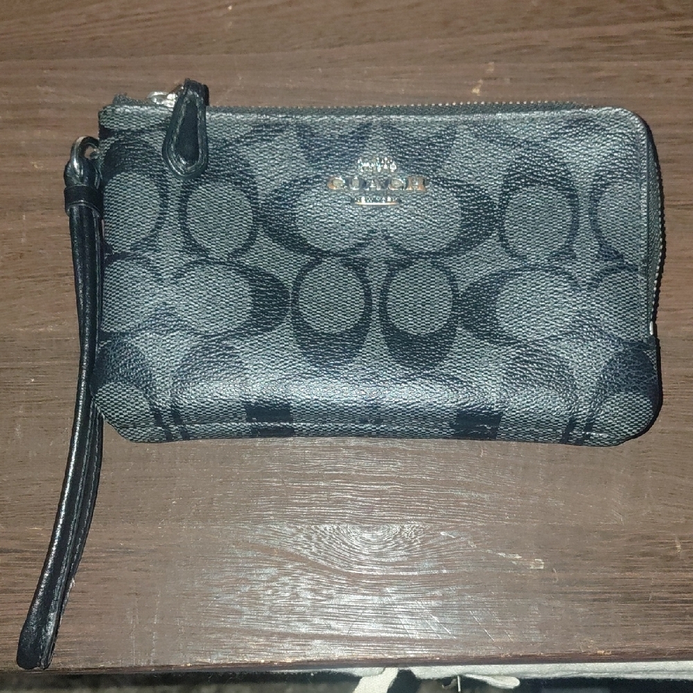 Coach Signature Black and Gray Wristlet